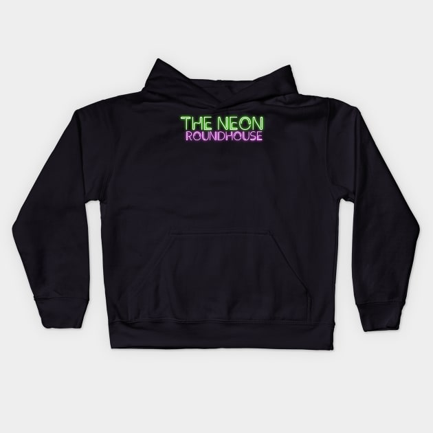 Neon Roundhouse [Text] Kids Hoodie by TheDarkLordK